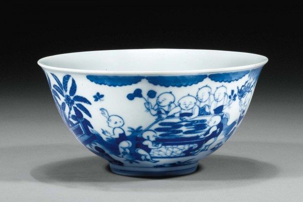 Bol en porcelaine bleu blanc  Chine  Dynastie Qing