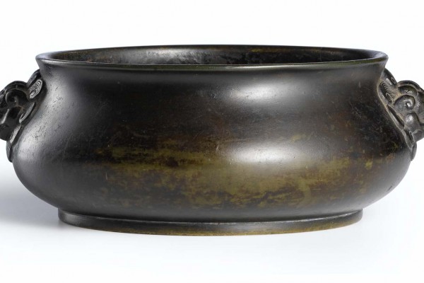 Brûle parfum  Bronze patiné  Chine Dynastie Qing