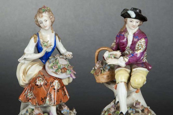Paire de sujets Porcelaine Meissen XIXème siècle