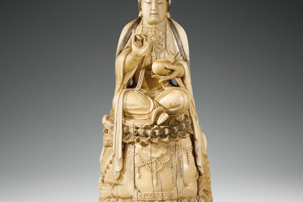 Statuette ivoire sculpté Chine Dynastie Qing