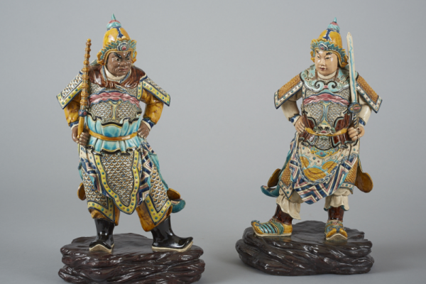 Guerriers en céramique polychrome  CHINE XX° siècle