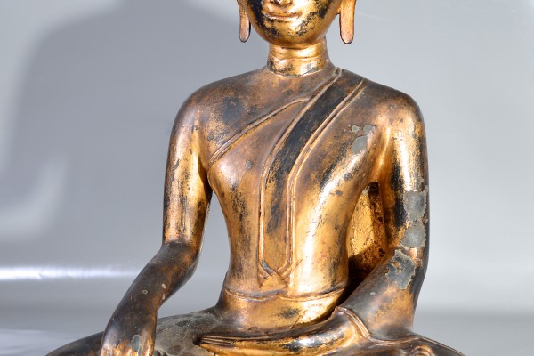 Bouddha en bronze laqué or     Thailande   XVII° :XVIII°      siècle