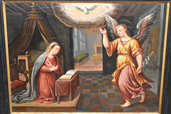 Vierge agenouillée et saint Gabriel  XVII°-XVIII° siècle